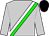Silver, white and green sash, silver sleeves, black cap