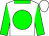 White, green disc, green sleeves and collar