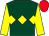 Dark green, yellow triple diamond and sleeves, red cap