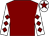 Maroon, white sleeves, maroon diamonds, white cap, maroon star