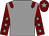 Grey, maroon epaulets, maroon sleeves, grey stars, maroon cap, grey star