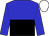 blue and black halved horizontally blue and white halved sleeves, white cap