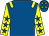 Royal blue, yellow epaulets, yellow sleeves, royal blue stars, royal blue cap, yellow stars