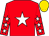 Red, white star, red sleeves, white stars, gold cap