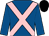 royal blue, pink cross sashes, black cap