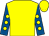 Yellow, royal blue sleeves, yellow spots