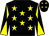Black, yellow stars, diabolo on sleeves and stars on cap