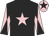 Black body, pink star, pink arms, black diabolo, pink cap, black star