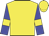 Yellow body, blue arms, yellow armlets, yellow cap