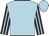 light blue, black sleeves, light blue stripes, light blue cap