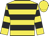 Yellow body, black hooped, yellow arms, black hooped, yellow cap