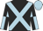 Black, light blue cross belts, quartered sleeves, light blue cap