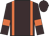 Brown body, orange braces, brown arms, orange armlets, brown cap