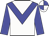 White body, blue chevron, blue arms, white cap, blue quartered