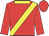 Red, yellow sash, yellow collar ,