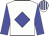 White body, blue diamond, blue arms, white cap, blue striped