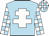 sky blue, white cross of lorraine, checked cap, checked arms