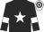 Black, white star, white armlets, white cap, black hoops