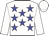 White, blue stars, white sleeves and cap