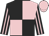 Black and pink quartered, striped sleeves, pink cap