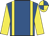 Royal blue, yellow braces, yellow sleeves, quartered cap