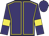 purple, yellow seams, yellow armbands