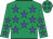 emerald green, blue stars