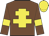 Chocolate, yellow cross of lorraine, yellow armlets and cap