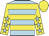 LIGHT BLUE, YELLOW hoops, YELLOW sleeves, LIGHT BLUE stars, YELLOW cap