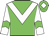 Green body, white chevron, white arms, green chevron, green cap, white diamond