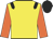 Yellow body, black epaulettes, orange arms, black cap