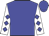Blue body, white arms, blue diamonds, blue cap