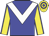 Big-blue body, white chevron, yellow arms, big-blue seams, yellow cap, big-blue hooped
