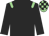 Black body, soft green epaulettes, black arms, soft green cap, black check