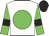 White body, green disc, green arms, black armlets, black cap