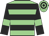 Light green, black hoops, black sleeves, light green armlets