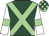 Dark green, light green cross belts, white sleeves, light green armlets, light green and dark green check cap