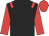 Black, red epaulets, sleeves and cap