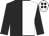 Black and white (halved), black sleeves, white cap, black spots