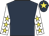 Dark blue, white sleeves, yellow stars, dark blue cap, yellow star