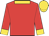 red, gold collar, cuffs and cap