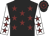 Black, maroon stars, white sleeves, maroon stars, black and maroon hooped cap
