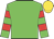 Green, red hooped sleeves, gold cap