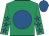Emerald green, royal blue disc, emerald green sleeves, royal blue stars, royal blue cap