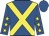 Royal blue, yellow cross belts, royal blue sleeves, yellow stars