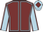 Maroon, light blue seams, light blue sleeves, maroon seams, light blue cap, maroon diamond