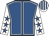 Royal blue, white seams, white sleeves, royal blue stars, striped cap