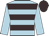 Light blue, brown hoops, light blue sleeves, brown cap