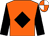 Orange, black diamond and sleeves, orange and white quartered cap