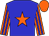 Blue body, orange star, orange arms, blue striped, orange cap